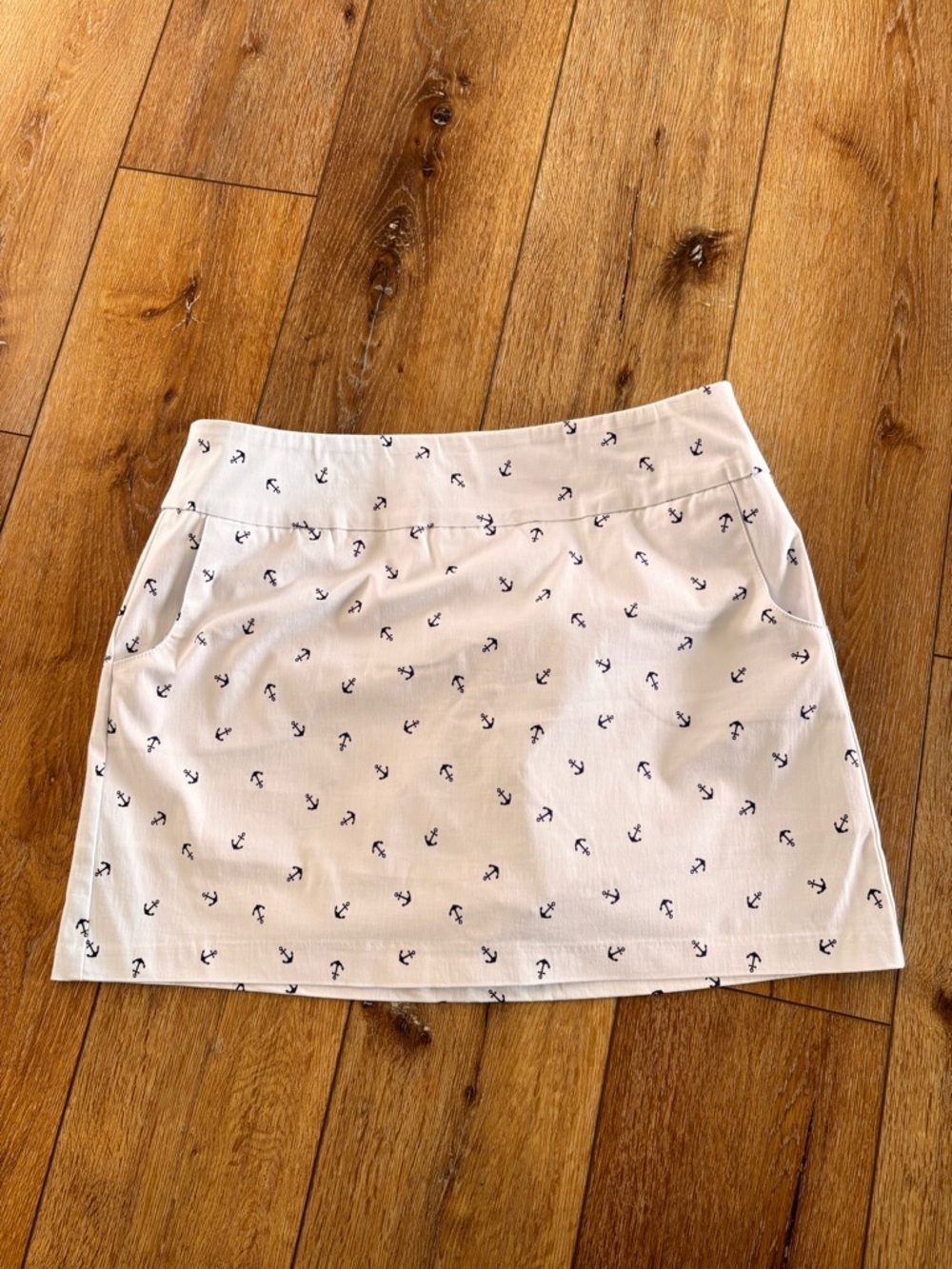 Zac & Rachel Skort White Blue Anchor Print Size 14P Stretch Pull-up Golf Tennis